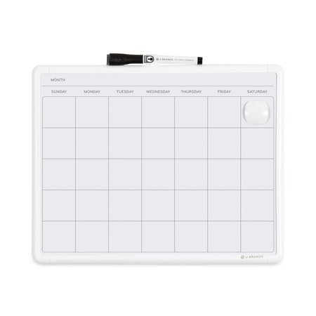 U BRANDS Magnetic Dry Erase Monthly Calendar, 14 x 11.66, White Surface and Frame 260U00-04